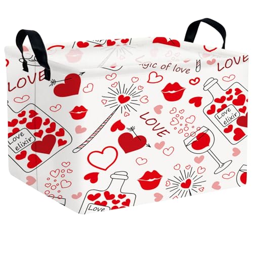 Image of Cute Heart Valentine's Day Basket Gifts Empty Storage Basket for Kid and Baby Room Decor (Red Love Bottle)