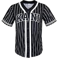 Karl Kani Serif Pinstripe Baseball Jersey Trikot (DE/NL/SE/PL, Alphanumerisch, M, Regular, Regular, Black)