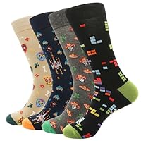 PETIBU 4 Pares Calcetines Hombre Divertidos Algodón, Regalos Originales Hombre Retro (FR/ES, Números, 40, 46, 4x Combinado 1)