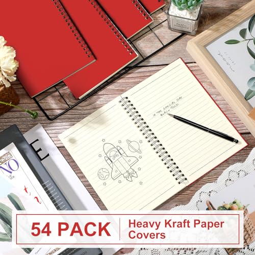 Image of Yahenda 54 Pcs Spiral Notebooks,1 Subject,Wide Ruled, Red