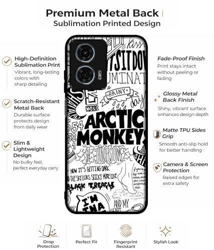 Image of Arctic Monkeys Pattern Design Premium 2D Printed Metal Back Case Cover for Motorola Moto G34 5G / G45 5G
