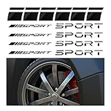 Augeny 14 PCS Car Decal Stickers, Waterproof Sport Logo Reflective Stickers, Auto Wheels Tire Rim Decal Stripes, Sport Emblem Wheel Rim Decor Stickers for All Vehicles (Black)