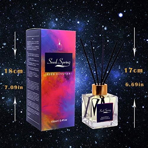 Seed Spring Reed Diffuser 100ml / Cherry & Musk Scented Oil Reed Diffuser Set / 8 Diffuser Sticks / 50 Days Strong & Lasting Aroma/Home Scented Diffuser for Bedroom Bathroom Office