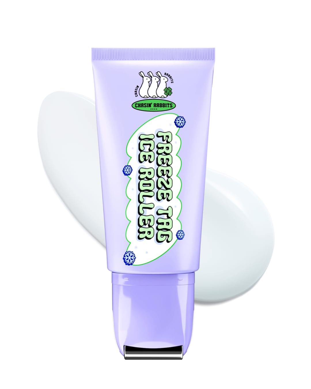CHASIN' RABBITS Freeze Tag Ice Roller 1.69 fl.oz, Cold Face Roller, Pore Tightening, Skin Firming, Derma Roller, Stainless Steel Gua Sha Gel Serum,