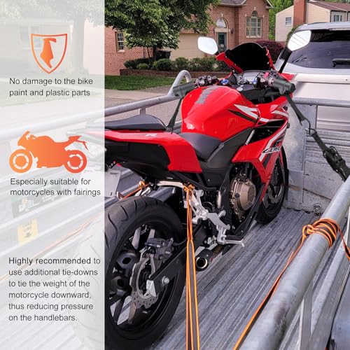 Image of Motorcycle Handlebar Straps for 32 inch Handlebars, Motorcycle Handlebar Tie Down Straps for Mopeds, Scooters, Bikes with Fairing, Handlebar Straps for Hauling Bike