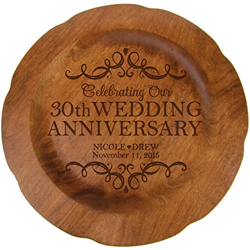 LifeSong Milestones Personalized 30th Wedding Anniversary Plate Gift for Her, Happy 30 Year Anniversary for Him, 12