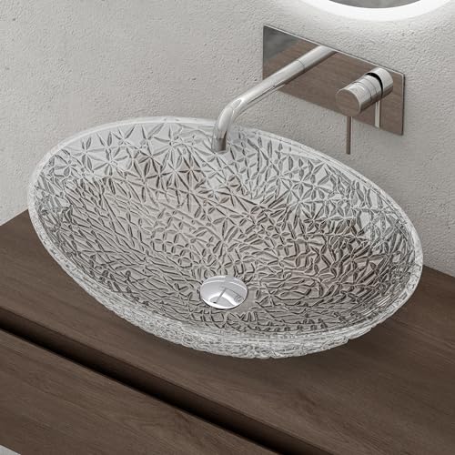 doporro lavabo sobre encimera lavabo de cristal 50,5x36x15,5cm en vidrio transparente lavabo Minerva05