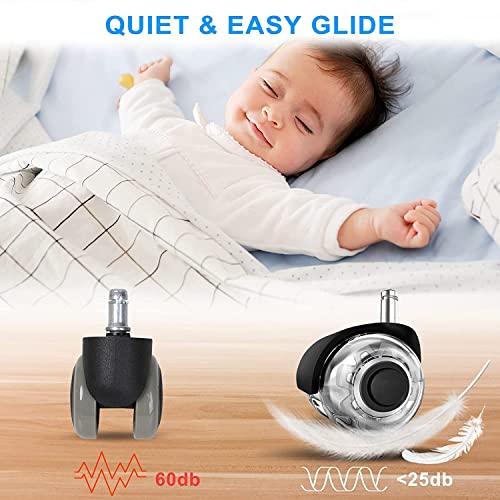 Office Chair Wheels Replacement-Heavy Duty Rubber Wheels For Office Chair(2200Lbs)-2''Universal Size Office Chair Casters,Smooth & Safe Rolling For All Floors Including Hardwood And Carpet(Set Of 5) #TOP5