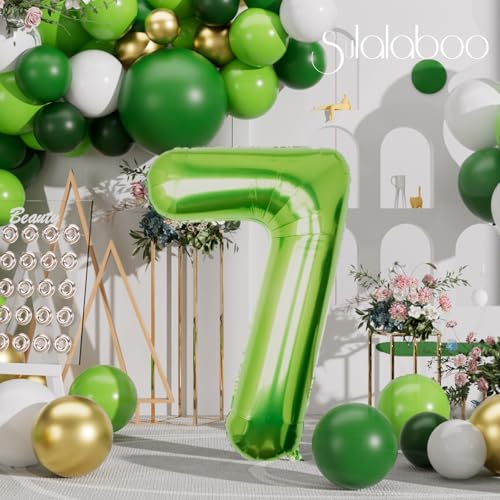 Image of 40 Inch Green Number 7 Balloon Lime Big Large Helium Number 0-9 | Giant Digital 7th Foil Mylar Party Balloon for Birthday Party Anniversary Graduation Decorations