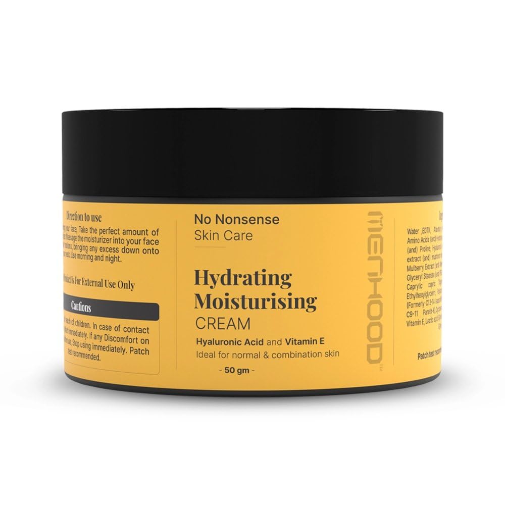 Menhood Hydrating Moisturising Cream with Hyaluronic Acid & Vitamin E | For Normal to Combination Skin | Non-Greasy & Lightweight | Fast Absorbing | Oil Free Face Moisturizer