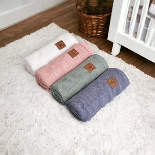 Image of Hypoallergenic Silky Baby Blanket - 30x40 Inches Grey Blue, Oeko-TEX Certified, Thermal-Regulating, Soft Knit Neutral for Girls & Boys - Swaddle or Toddler Blanket, Dua