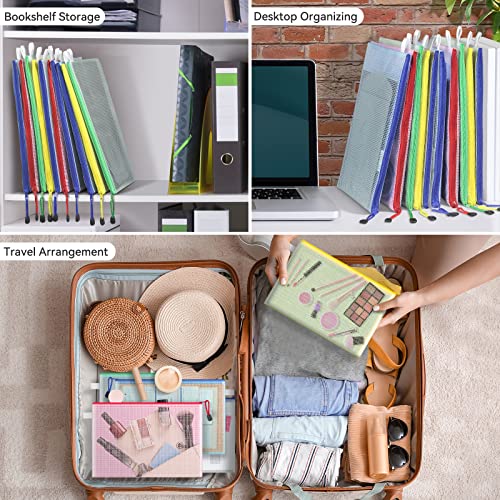 Pack de 30 carteras de plástico con cremallera A4 y malla impermeable para documentos 5
