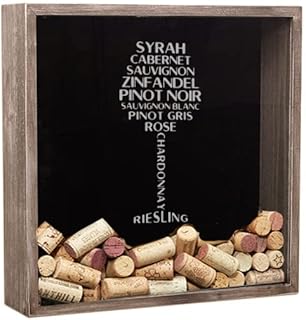 Wine Cork Shadow Box, Personalized Wine Cork Holder, Wine Cork Display Storage, Custom Engraved, Gift for Mom Her, Free Standing or Wall Mounted (Distressed Wood Shadow Box)