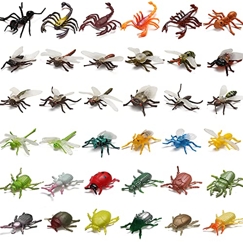 73 Pack Plastic Fake Mini Bugs Set, Realistic Insects Toy For Kid, Colorful Assorted Play Bug For Children Toddler, Education Insect Themed Party, Gift For Halloween Goody Bag Filler Cupcake Topper #TOP2