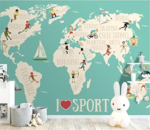 Wall Mural Wallpaper Cartoon Sports Map, Cartoon Sports Map Removable Wall Mural Photography Decorative for Living Room, Bedroom, Office Home Decor-158"W x 110"H