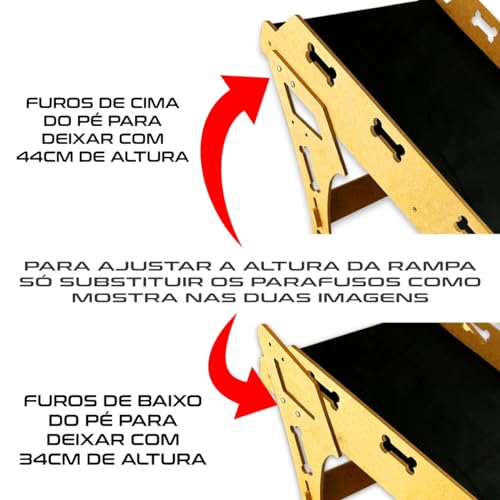 Rampa Cachorro Pet Antiderrapante Ajustável Regulável MDF