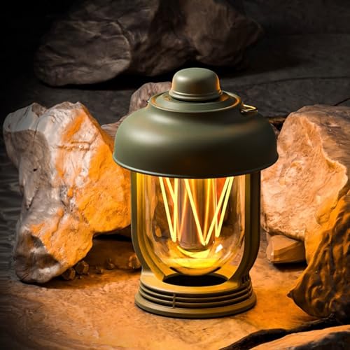 Lanterna Luminária Lampião LED Recarregável Portátil Estilo Retro Lamparina Recarregável Camping Bas