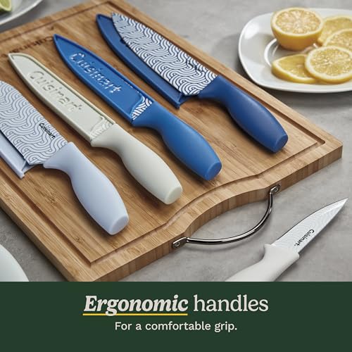 Image of Cuisinart Advantage 12-Piece Kitchen Knife Set,Professional-Quality Nonstick Coated Stainless Steel Knives with Covers,Nonstick Color Coating- Easy Slicing,Ergonomic Handles,G1022-12BW,8 inch(Pack of 6)