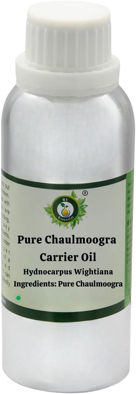 R V Essential Pure Chaulmoogra Carrier Oil 630ml (21oz)- Hydnocarpus Wightiana (100% Pure and Natural Cold Pressed)