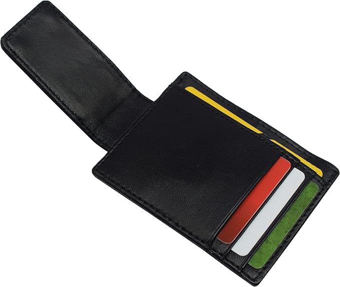 Genuine Leather Money Clip front pocket wallet with magnet clip and card ID Case (Black)4