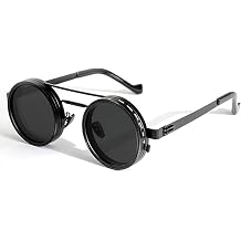 Adjustable Tint Rounded Polarized Lenses Retro Sunglasses, 1-9 Gear Manual Tint Control with ND Filter for Men Women