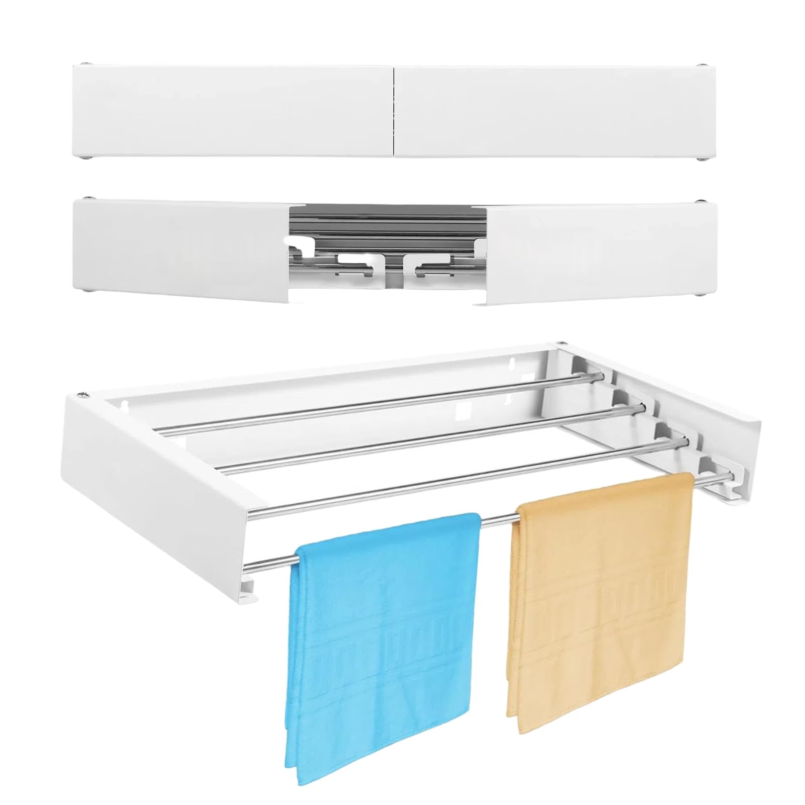 Wäscheständer Wandmontage 50 cm - Ausziehbarer Wandwäschetrockner Klappbar, Platzsparend, Kleiderstange Handtuchhalter für Balkon (A)