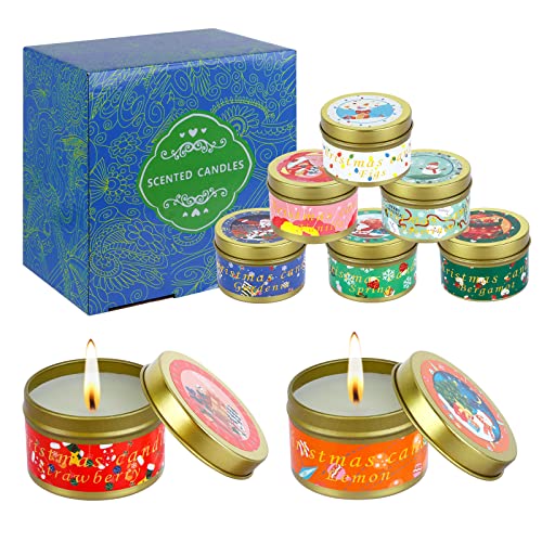 Becoyou Bougies Parfumées de Noël, 8 Pièces Bougie Parfumée Ensemble Cadeau, Bougies d'Aromathérapie pour Cadeaux pour Noël,décoration de noël, Cadeau Femme Cover