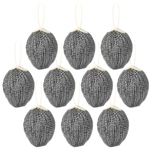 Esponja de lana de acero | Juego de 10 esponjas metálicas para limpieza de ollas y estufas, accesorio de limpieza para fregadero de cocina y utensilios