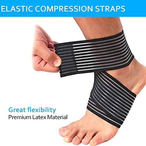 Universal Calf Compression Sleeves - 4 Packs - Adjustable Compression Belt for Knee Brace, Ankle Brace, Wrist Brace, Elbow Brace and Calf Sleeve, Black & Skin Color Elastic Bandages - Image 3