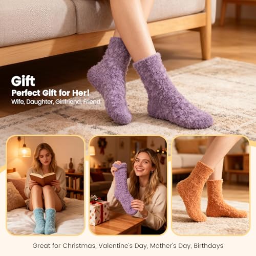 Image of Womens Fluffy Fuzzy Socks,Winter Cozy Soft Warm Socks Gifts for Womens | Soft Comfortable Warm Womens Fluffy Fuzzy Socks