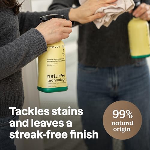 Image of ATTITUDE Glass & Window Cleaner Spray, EWG Verified, Lavender & Rosemary