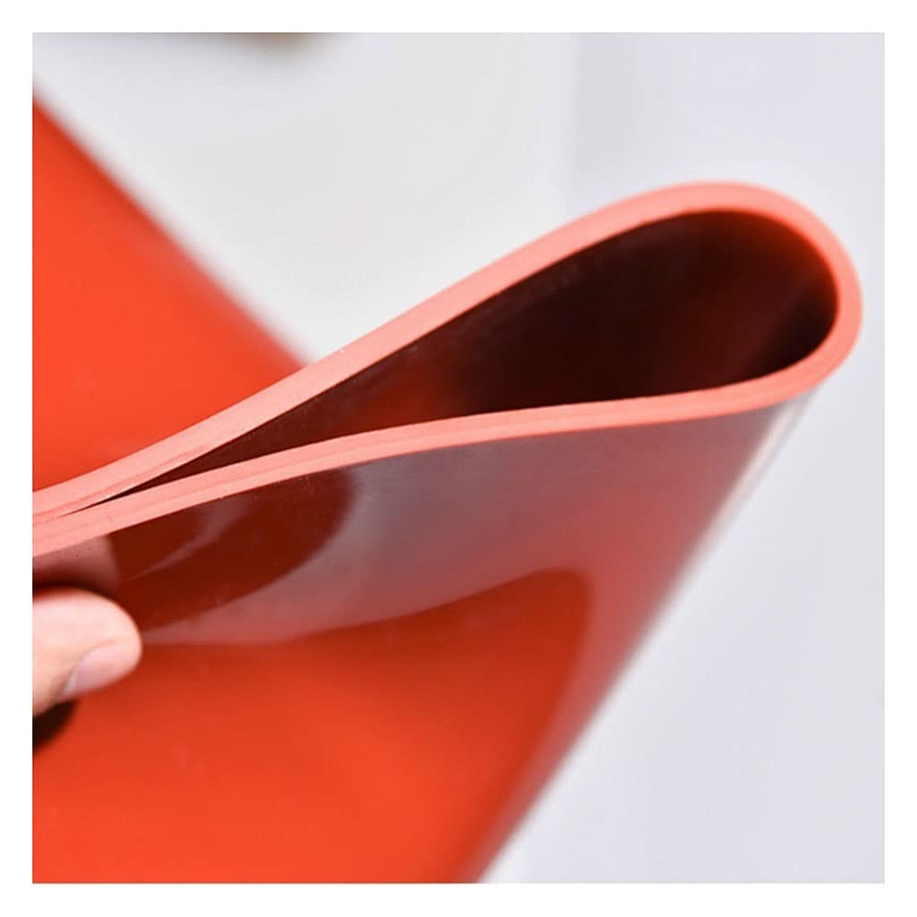 Multi-Size High Temperature Resistance 1-5mm 500x500mm Silicone Rubber Sheet, Gasket Material，(Red,3mm)