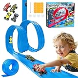 Pista de Carreras Flexible de 16.4 Pies Para Niños， Pista de Carreras de Doble cara para Juguetes de Coches de...