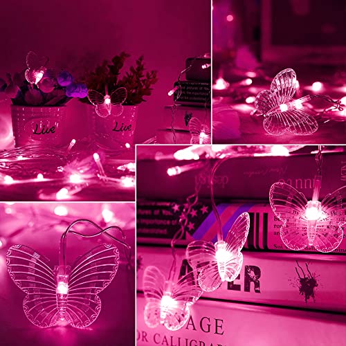 Curtain Butterfly String Light 20Ft 120Led Window Usb Fairy Lights 24 Butterfly 8 Modes With Remote Control For Room Bedroom Patio Party Wedding Holiday Christmas Decoration (Pink) #TOP5