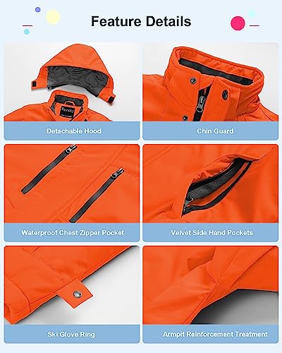 Pursky Snow Jackets For Kids Snowboard Jacket Boy'S Waterproof Ski Coat Windproof Snowboarding Warm Winter Parka Outdoor Raincoat Pure Orange 14/16 thumb #4
