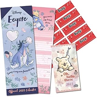 Eeyore Official 2023 Slim Calendar and Winnie The Pooh Pocket Diary Gift Set Bundle with Free Organising Stickers