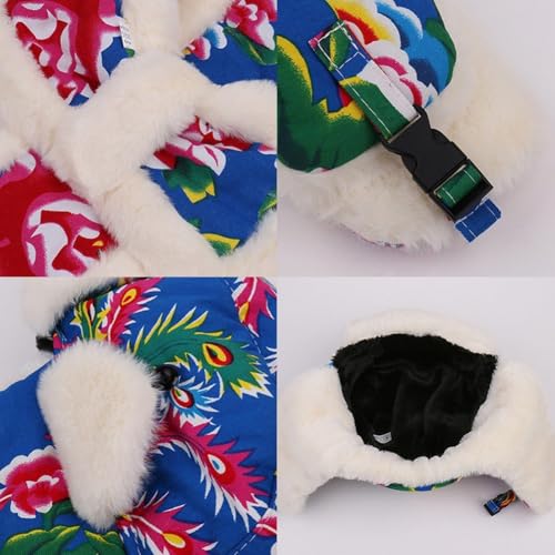 Thickened Winter Ski Cap Women's Floral Lei Feng Style Hat Ear Protection Windproof Trendy Headwear Traditional Ethnic Pattern3