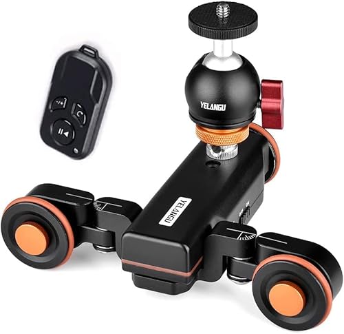 YLU 3-Wheels Camera Dolly Motorized,3-Speed Adjustable Camera Slider with Remote and Phone Holder. 360 Panoramic Shooting for DSLR Camera Gopro Smartphone