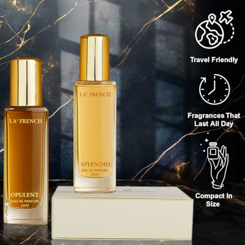 Image of La French Unisex Perfume Gift Set Opulent & Splendid | Long Lasting Eau De Parfum | Perfume for Men & Women | Premium Travel Size Perfumes | Set 2x20ml | Fragrance Set