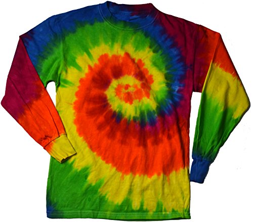 T-shirts tie dye pour garçons et filles manches longues unisexes