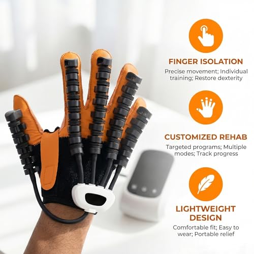 Rehabilitation Robot Gloves for Hand Recovery, Adjustable Finger Training Glove with Mirror Mode, Rechargeable Hand Therapy Equipment for Home Use, Comfortable & Durable Design for Adults (Right, M) by NHANG - Used condition - Image 7