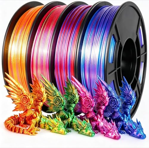 Image of Silk PLA 3D Printer Filament Bundle, 4 Spools 250g Each