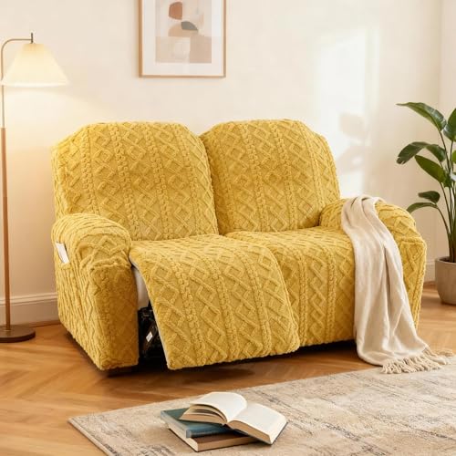 Image of JOKIVTOU Loveseat Recliner Covers 6 Pieces Reclining Sofa Slipcovers with Pocket& Elastic Bottom, 2 Seaters Lazy Boy Non Slip Love Seat Sofa Couch Slipcover, Thick Soft Feel, Washable