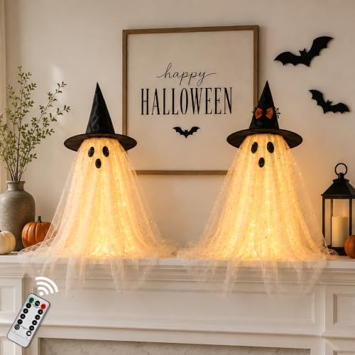 AYGXU 2pcs Halloween Decorations Indoor,Ghost Decor with String L...