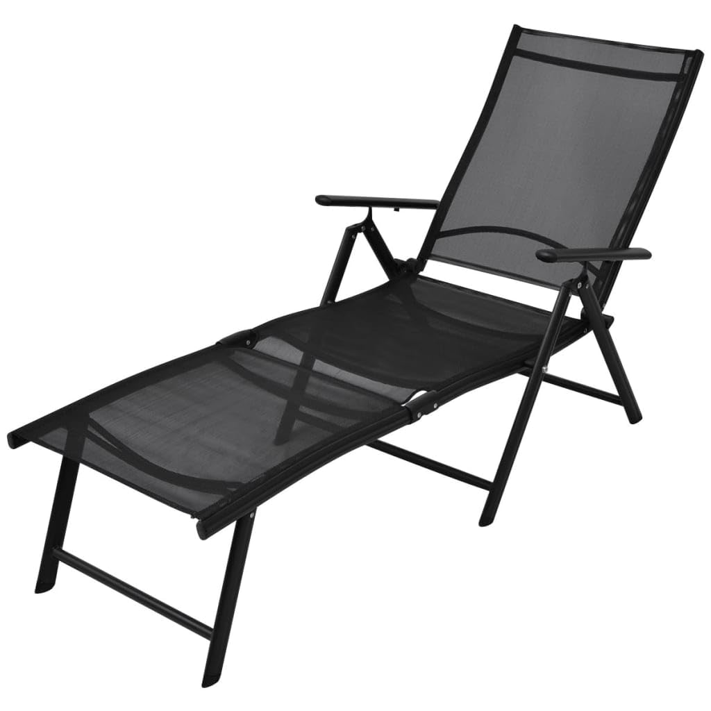 INLIFE Tumbona plegable de aluminio negro, muebles de jardín (6,25 kg)