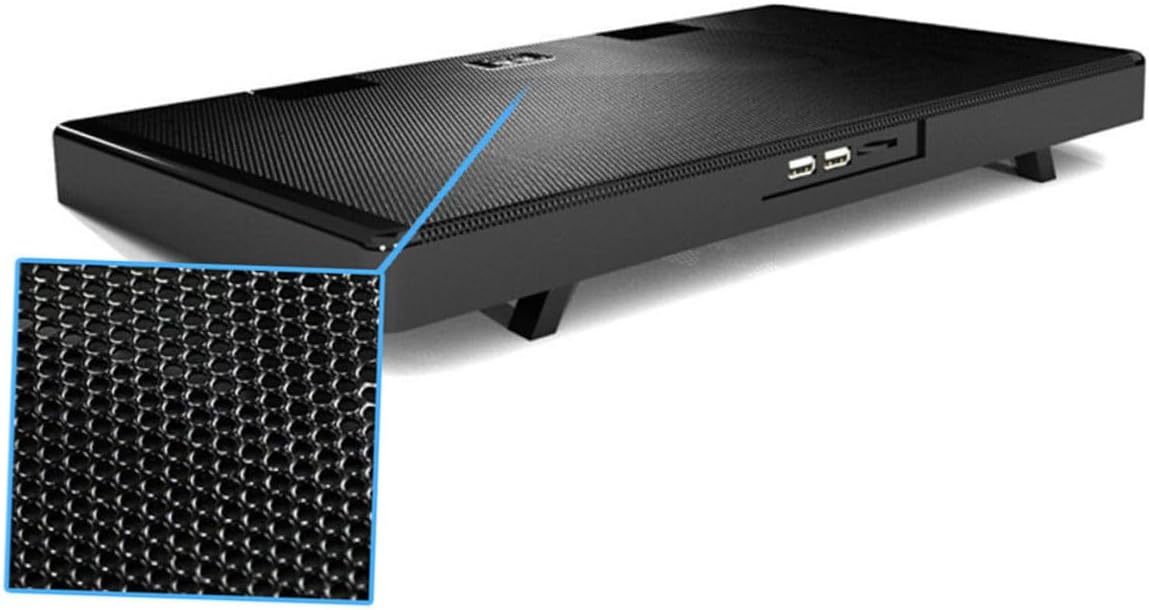 DOITOOL USB Laptop Cooling Pad with 5 Fans Portable Black Cooling Base for Notebooks Multi-Angle Adjustable Stand with Anti-Skid Heatsink