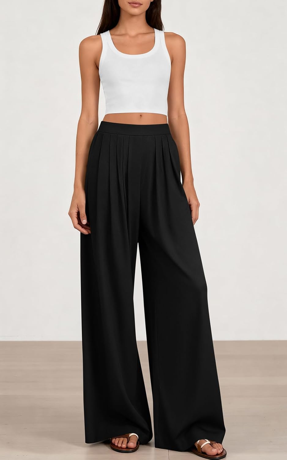 PRETTYGARDEN Loose Fit Wide Leg Pants Woman High Waisted Flowy Comfy Palazzo Pants for Women Work Trousers Spring Fashion - Image 5