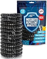 Active Era Mückenschutz Armband (12 Stk), Mückenabwehr Outdoor, Camping - Mückenarmband für Kinder & Erwachsene - Natürlicher Anti Mücken Schutz, Wasserfest, 10 Tage Schutz, 100% DEET frei - Schwarz
