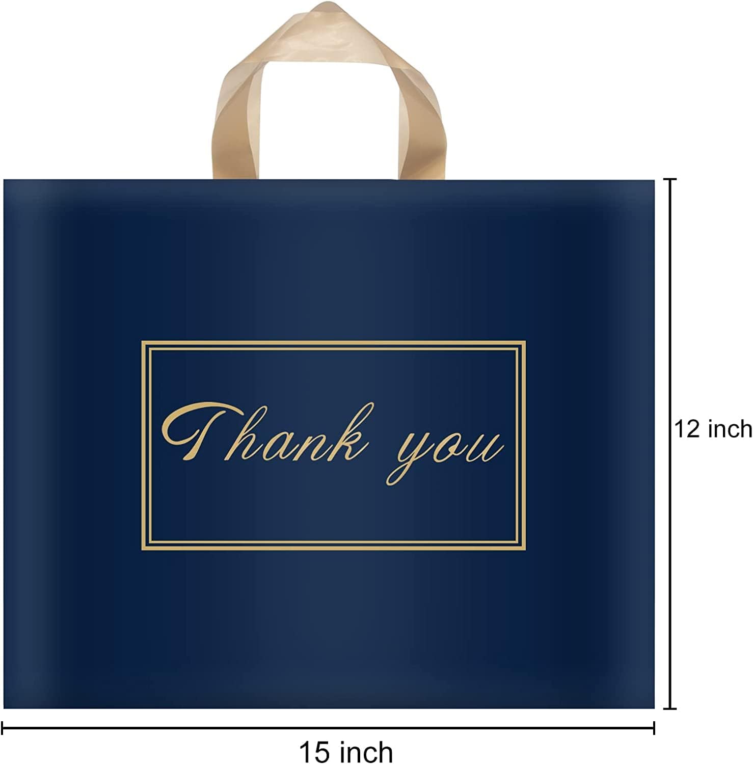 WAKAKO 60パック Thank You ビニールバッグ 小規模ビジネス小売店用 12x15インチ プラスチックショッピングバッ