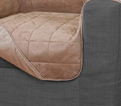 Serta | Quilted Electric Warming Furniture Protector, Pet Safe & Durable Easy Care Microsuede Fabric (Chair Protector, Camel)